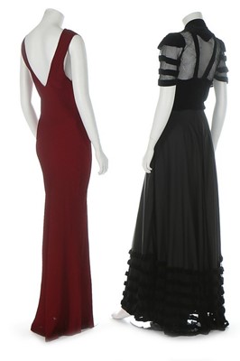 Lot 195 - A Gilbert Adrian couture black crepe evening...