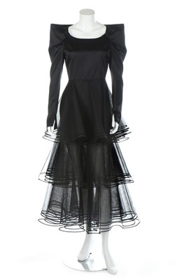 Lot 56 - A Nina Ricci couture black satin gown, 1980s,...