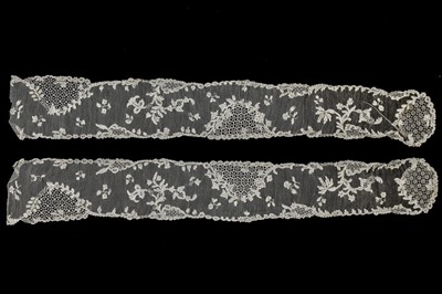 Lot 414 - A pair of needlepoint un-joined lappets,...