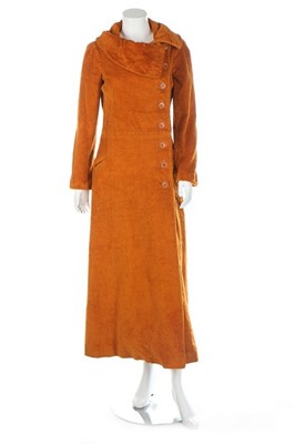 Lot 58 - A Biba rust coloured towelling maxi-coat, 1969,...