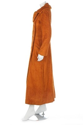 Lot 58 - A Biba rust coloured towelling maxi-coat, 1969,...