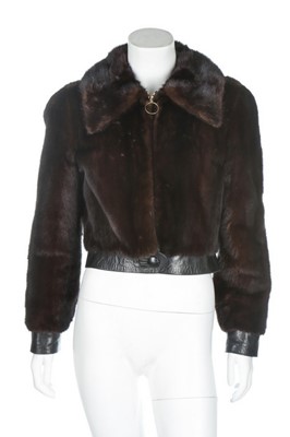 Lot 76 - A dark brown mink bomber-style jacket, late...