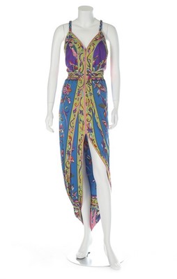 Lot 161 - A Pucci blue printed silk jersey dress, late...