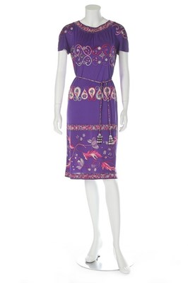 Lot 166 - A Pucci purple printed silk jersey shift dress,...