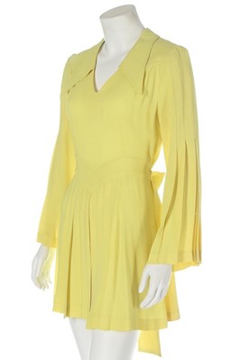 Lot 235 - A rare Ossie Clark canary-yellow moss crepe...