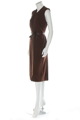 Lot 253 - A Jean Patou haute couture brown wool dress,...