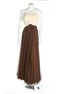 Lot 302 - An Ubaldo empire line mink and chiffon dress,...