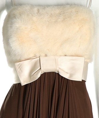 Lot 302 - An Ubaldo empire line mink and chiffon dress,...