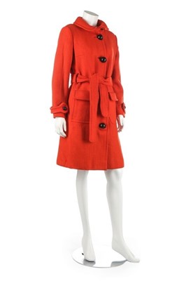 Lot 365 - A Pierre Cardin orange wool coat, circa 1970,...