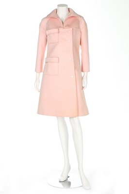 Lot 390 - An André Courrèges pink wool coat, circa 1970,...