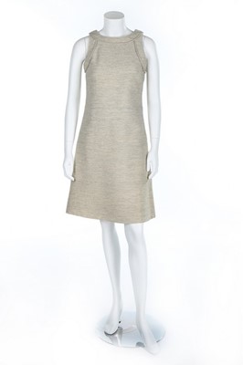 Lot 24 - A Courrèges couture grey panelled wool dress,...