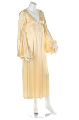 Lot 47 - Two Biba dresses, 1971-72, gold on black woven...