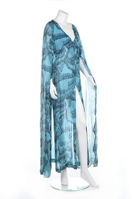 Lot 113 - A Thea Porter blue butterfly-print chiffon...