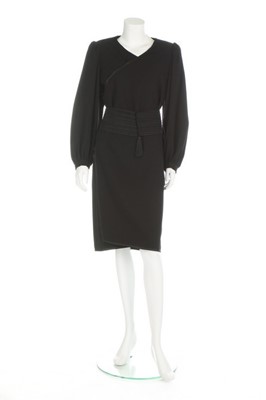 Lot 132 - An Yves Saint Laurent couture black moss-crêpe...