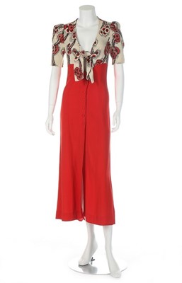 Lot 157 - An Ossie Clark for Radley red moss crpe dress,...