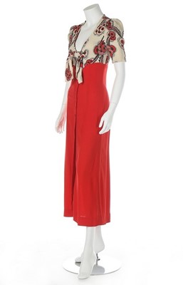 Lot 157 - An Ossie Clark for Radley red moss crpe dress,...