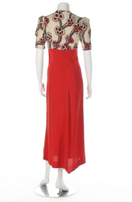 Lot 157 - An Ossie Clark for Radley red moss crpe dress,...