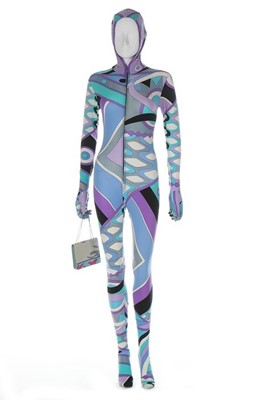 Lot 215 - A Pucci printed jersey hooded catsuit, 1970s,...