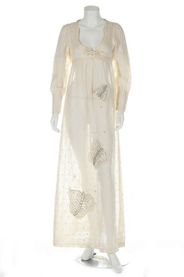 Lot 223 - A Thea Porter embroidered white muslin dress,...