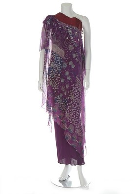 Lot 241 - A Zandra Rhodes purple chiffon 'Ayers Rock'...