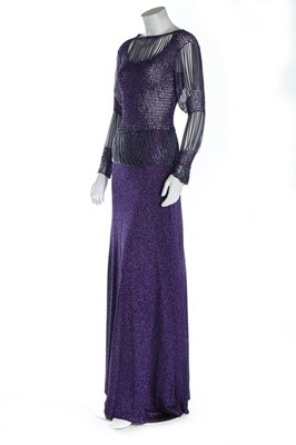 Lot 282 - A Loris Azzaro purple lurex and chain-fringed...