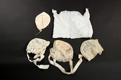Lot 458 - Christening robes, cape and assorted caps,...