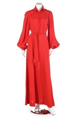 Lot 360 - An Ossie Clark for Radley red moss crepe dress,...