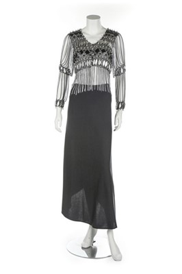 Lot 371 - A good Loris Azzaro silver mesh top and black...