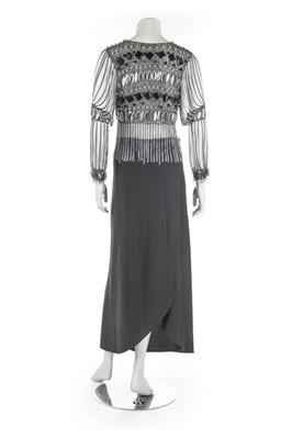 Lot 371 - A good Loris Azzaro silver mesh top and black...