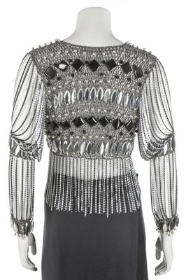 Lot 371 - A good Loris Azzaro silver mesh top and black...