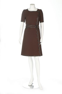 Lot 391 - An André Courrèges brown wool dress, circa...