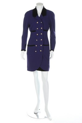 Lot 53 - A Chanel boutique purple wool coat-dress, late...