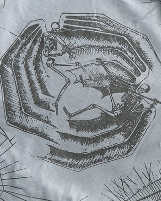Lot 59 - A Sarah Whitworth skeleton print grey cotton...