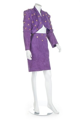 Lot 99 - Two Jitrois purple leather and suede suits,...