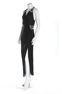 Lot 212 - An Ossie Clark black jersey gown, early 1980s,...