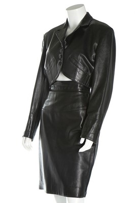 Lot 309 - An Azzedine Alaia black leather suit, late...