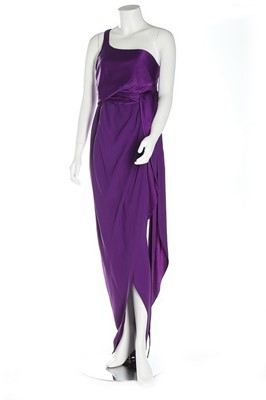 Lot 313 - A Halston deep purple satin gown, late 1980s,...