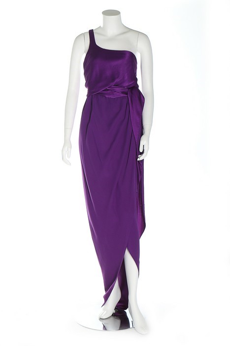 Lot 313 - A Halston deep purple satin gown, late 1980s,