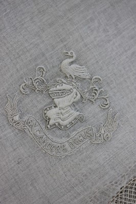 Lot 465 - A group of handkerchiefs bearing embroidered...