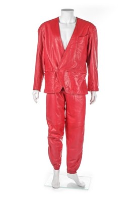 Lot 370 - A Claude Montana man's hot-pink leather suit,...