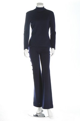 Lot 304 - A Gianni Versace navy knitted wool jersey...