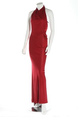 Lot 312 - An Azzedine Alaia cherry-red knitted silk...