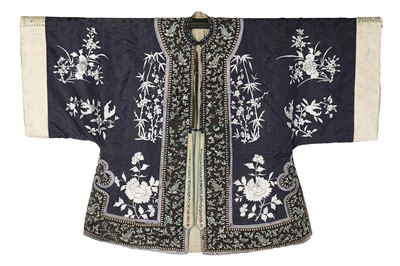 Lot 423 - A lady's navy damask satin informal robe,...