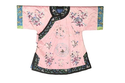 Lot 415 - A woman's embroidered pink satin informal robe,...