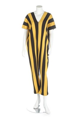 Lot 336 - An Issey Miyake bee-striped knitted jump-suit,...