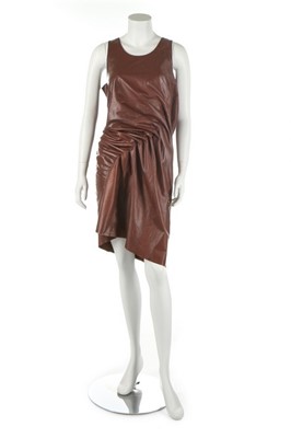 Lot 344 - A Junya Watanabe brown leather tunic dress,...