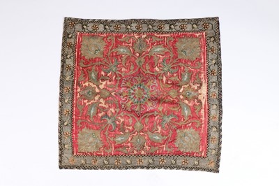 Lot 399 - An embroidered satin cover, Persian, early...