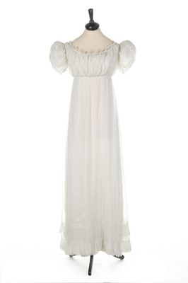 Lot 139 - A whitework embroidered day dress, circa 1825,...