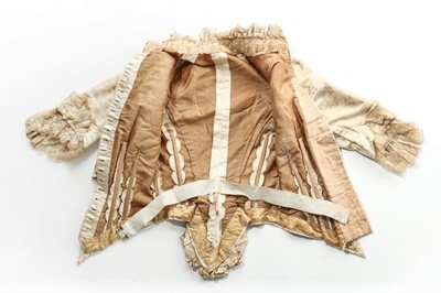 Lot 301 - An ivory damask satin wedding dress, late...