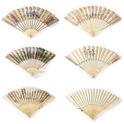 Lot 82 - Nine 18th century fans, the majority with...